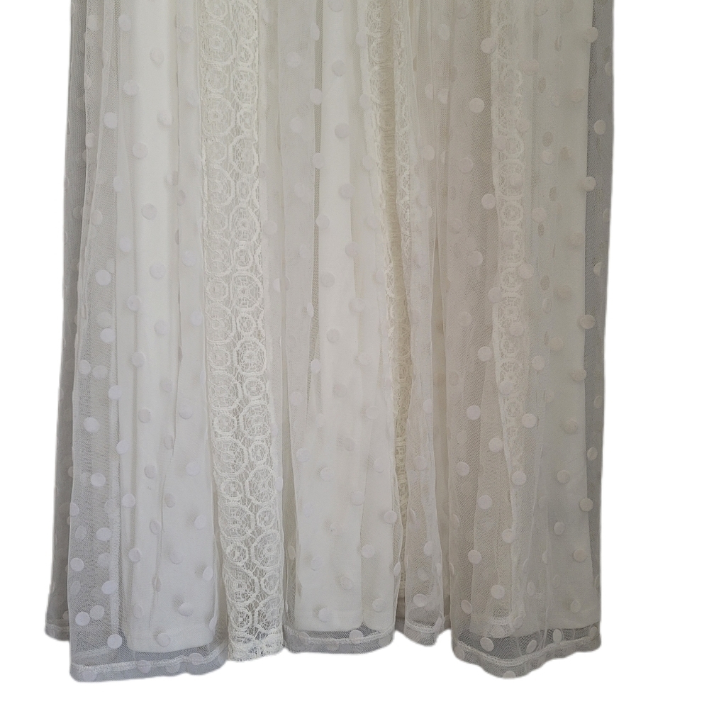 Torrid Maxi Skirt Womens Size 1X Ivory Polka Dot Mesh Lace - Picture 6 of 9